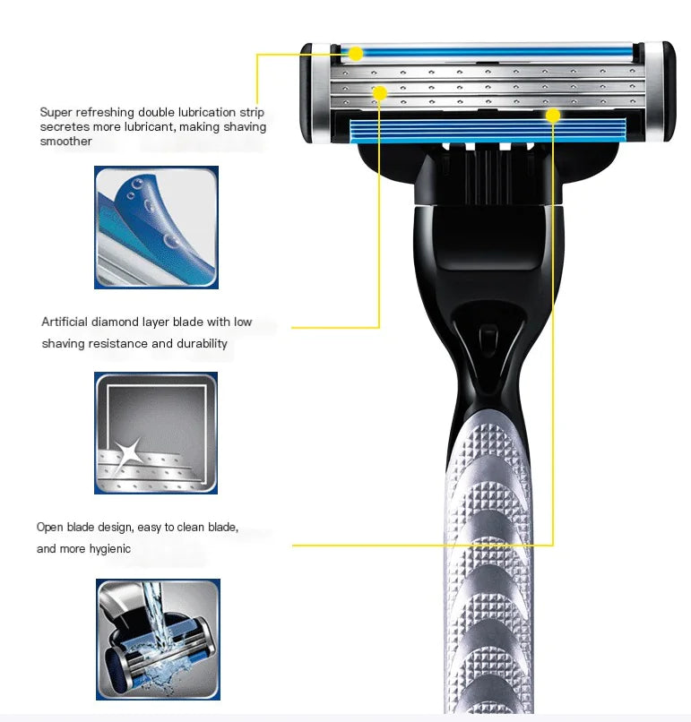 3-Layer Razor Blades for Men's Manual Razors
