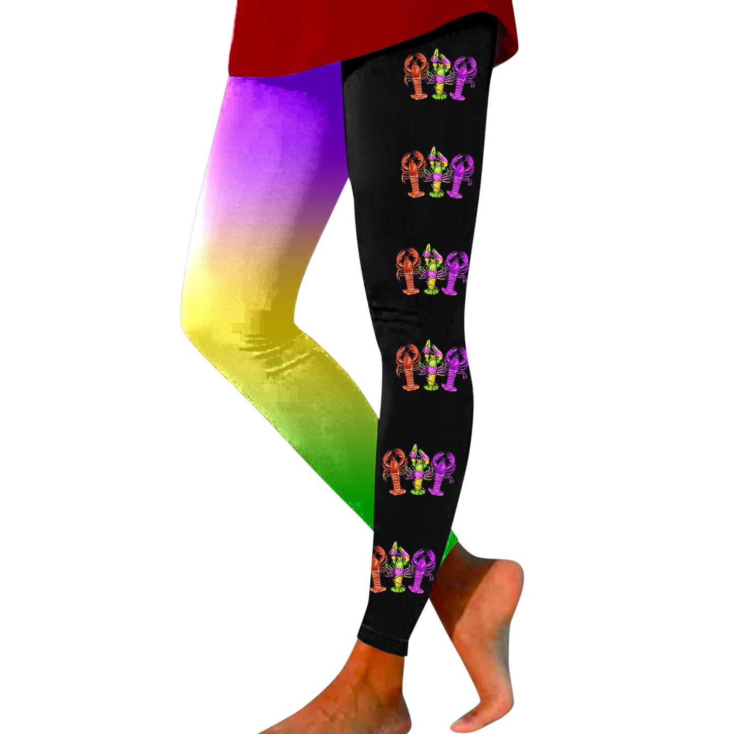 Mardi Gras Leggings for WomenWorkout Leggings for Women Stretchy High Waisted Yoga Pants Sports Tights Workout Leggings Leggings A09-Red M