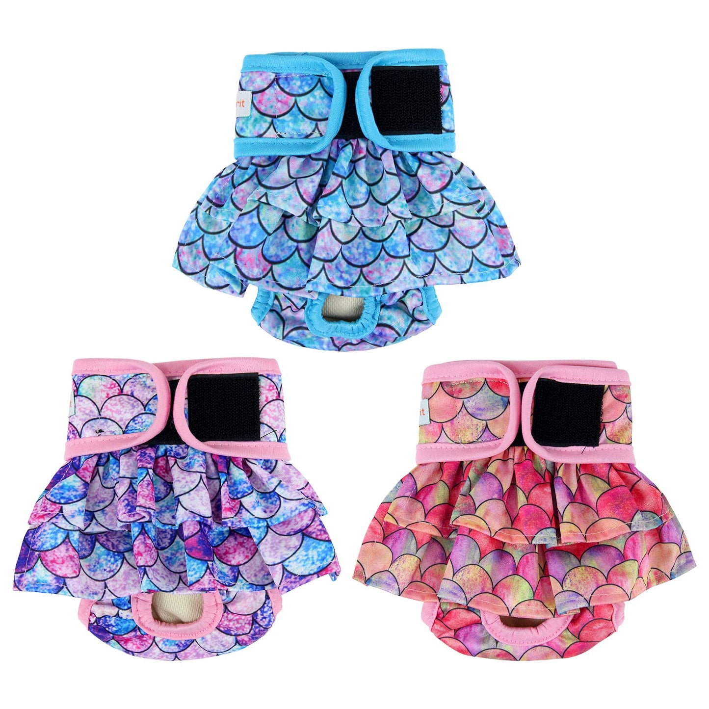 Langsprit Dog Diapers Female (3 Pack),No Leak Washable Female Dog Diapers Highly Absorbent Diapers for Dogs Female in Heat Incontinence Excitable Urination or Period Reusable Dog Diapers L