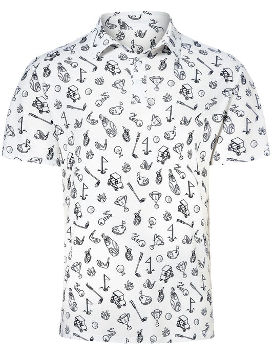 Adovigo Golf Shirts for Men White Baseball Polo T Shirts