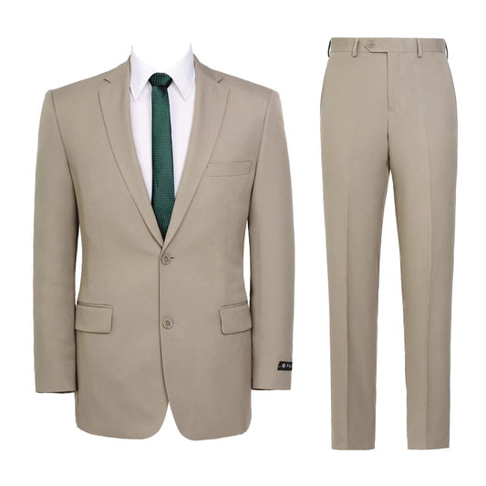 Teemlanny Mens Suit 2 Piece Classic Fit Suits 2 Buttons Notch Lapel Solid Single Breasted Jacket Blazer and Pants Set Beige