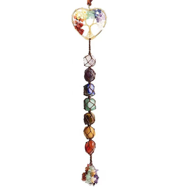 Tree of Life 7 Chakra Stones Dream Catchers Healing Crystals Gifts Feng Shui Witchy Room Decor for Women Hangings for Curtain Cars