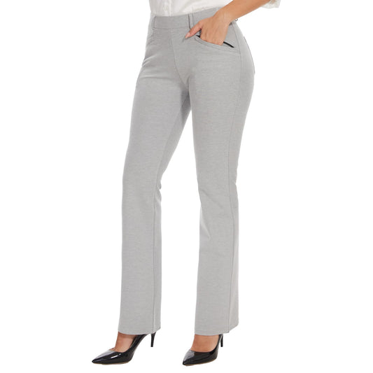 Womens Yoga Dress Pants Bootcut Stretchy Work Slacks Office Business Casual Golf Pant with 4 Pockets31" Inseam Heather Grey S