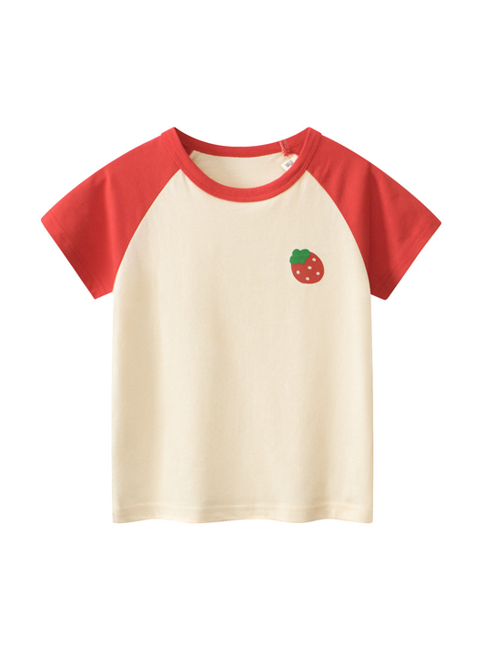 Western Style Cotton Baby Girl Round Neck T-Shirt