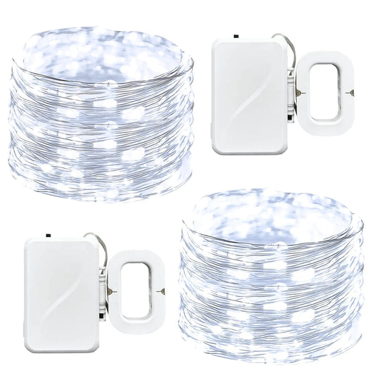 ZGWJ LED Fairy Lights Battery Operated 50 LED 16FT Copper Wire Mini String Lights Waterproof Starry Lights for BedroomHalloweenChristmasParties Wedding Decoration (White Lights 2 Pack)