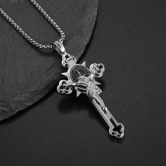 Men's Cross Pendant Necklace - Stainless Steel Summer Jewelry