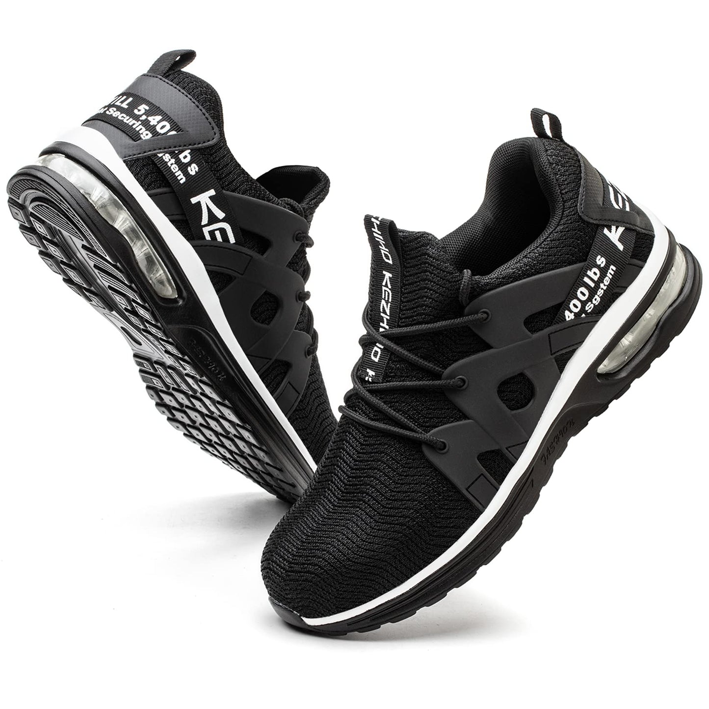 Kezhiho Steel Toe Shoes for Men Women Air Cushion Lightweight Work Shoes Comfortable Breathable Puncture Proof Slip Resistant Sneakers Construction Industrial Safety Shoes (D0230145)