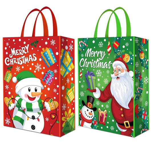 SULOLI Extra Large Christmas Tote Bags 2Pcs Xmas Non Woven Gift Bags Reusable Grocery Shopping Bags With Handles for Kids Holiday Gifts Wrapping Supplies