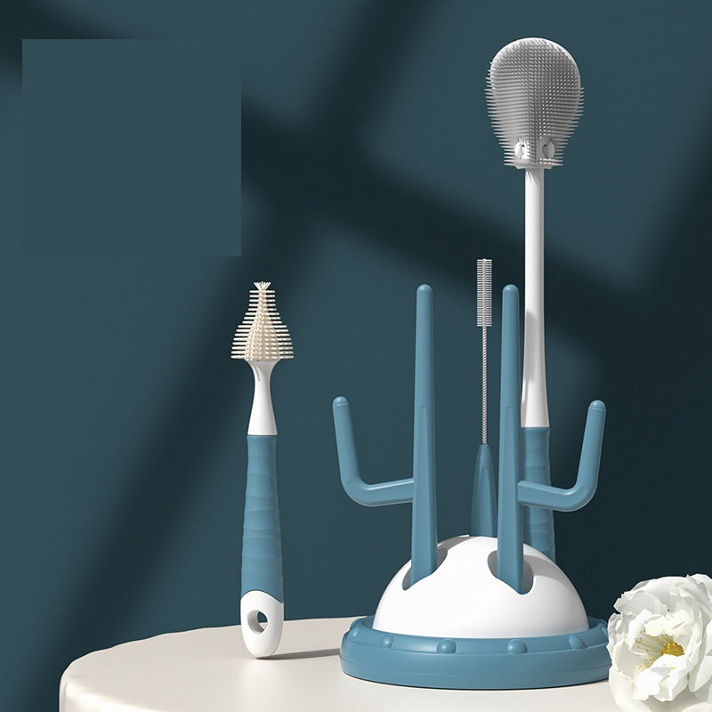 3-in-1 Drain Rack and Brush Set for Baby Bottles