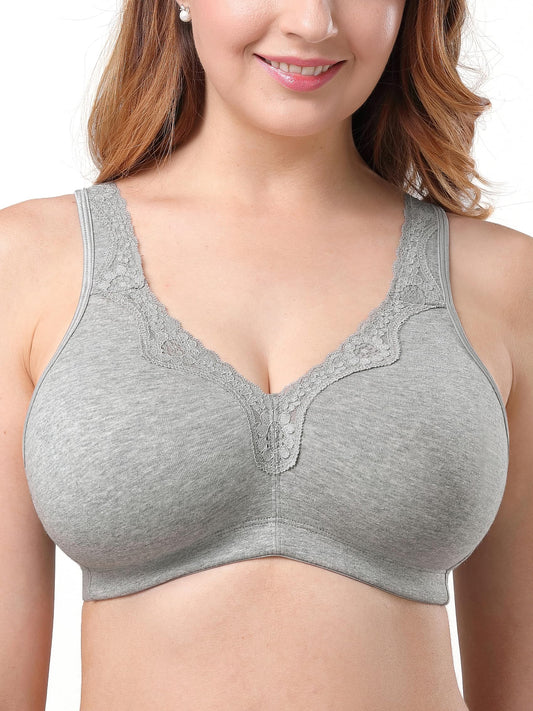 Cotton Bras for Women Large Bust Cotton Wireless Bras for Women Plus Size Bras for Sagging Breasts Minimizing Bras for Large Breasts Full Figure Bras with Support and Lift up Gray 38G 38 G