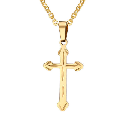 Titanium Steel Men's Cross Pendant Necklace