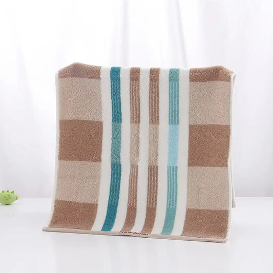Thick Cotton Geometric Striped Face Wash Towel (1pc)