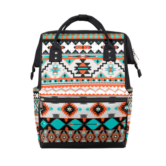 TropicalLife Ethnic Geometric Boho Diaper Backpack Large Capacity Baby Bags Multi-Function Zipper Casual Travel Backpacks for Mom Dad Unisex