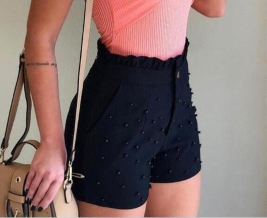 Solid Color Sexy Cannon Beads Women's Shorts
