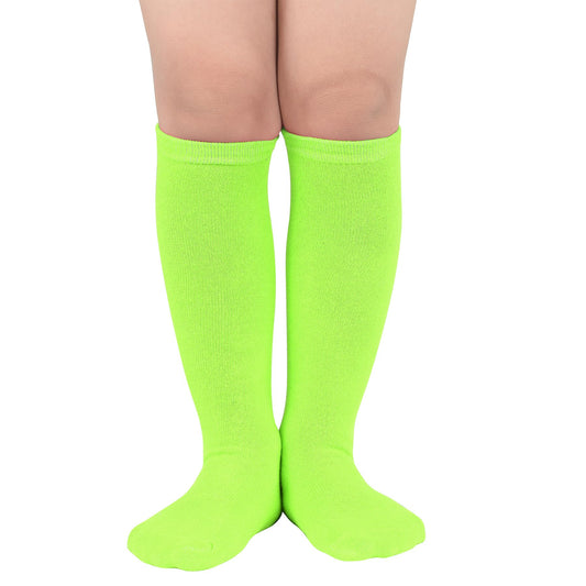 Zando Kids Soccer Socks Baseball Socks Basketball Socks Boys Soccer Socks Boys Socks 6-8 Years Old Kids Knee High Socks Cotton Long Socks for Girls Kids Athletic Socks Tube Socks Neon Green 6-9 Years