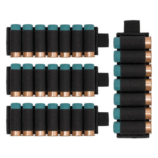 Aileokeio 4 Packs Shotgun Shell Holder Side Saddle 12 Gauge 7 Rounds Buttstock Shotgun Card (Black)