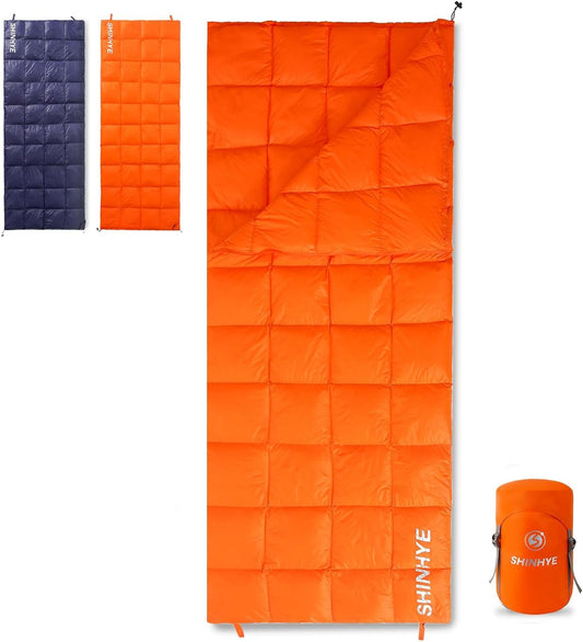 ShinHye Ultralight Sleeping Bag 600 Fill Down Backpacking Sleeping Bag for Camping 40-59℉ Compact Sleeping Bag Compact for Adult Waterproof Compressible YR500
