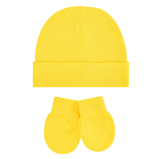 Zando Baby Hats Cotton Newborn Yellow Baby Beanie Hat and Mitten Set for Baby Boys Girls Hats 0-6 Months Newborn Hats Baby Beanies Cap for Halloween and Christmas Bright Yellow 0-3 Months
