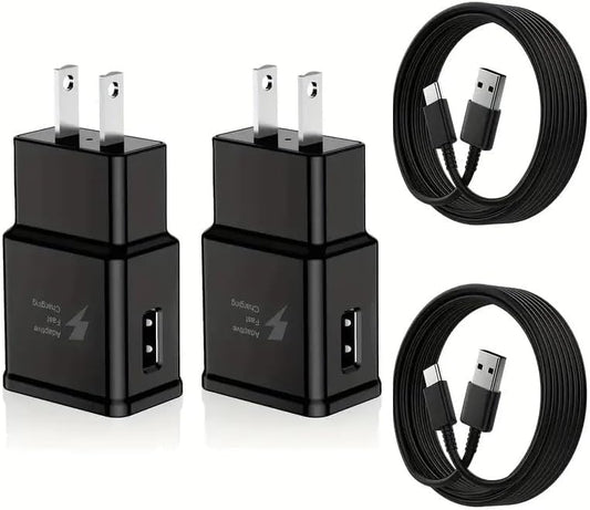 2 Pack 15W Type C Charger Fast Charging Android Charger Fast Charging with 5FT USB A to C Power Cord for Samsung Galaxy S8/S9/S10 Plus Active S10e S20/S21 Ultra Plus Note 8 9 10 (15W 5FT-2PACK)