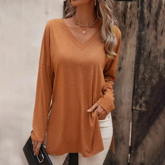 Versatile Loose Knitted Long Sleeve T-Shirt