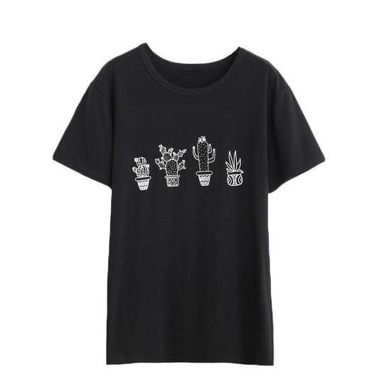 Cactus Print Couple Slim Fit T-Shirts