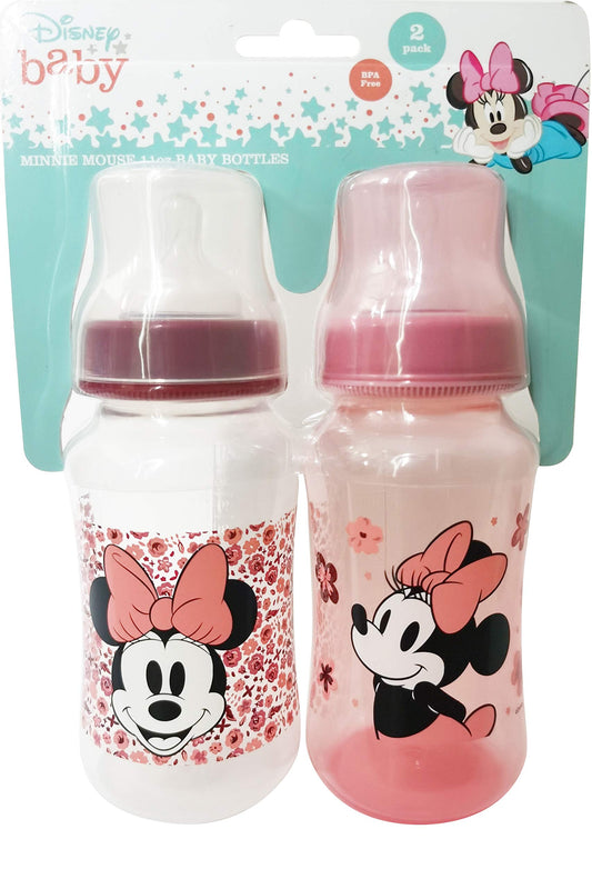 Cudlie Disney Baby Girl 11 oz Pack of 2 Baby Bottles Minnie Mouse
