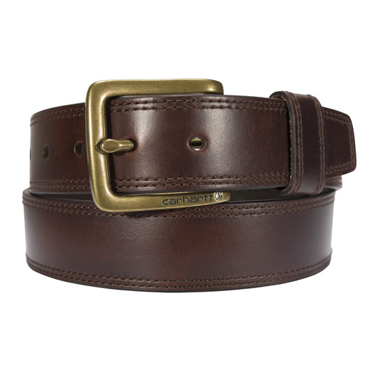 Carhartt Mens Rugged Leather Engraved Buckle Belt Brown w/OEB Finish 42