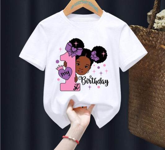 Princess Birthday Digital Print Girls' T-Shirts