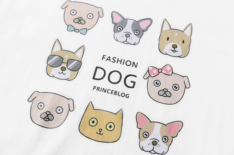 Cartoon Dog Print Short Sleeve Couple T-Shirts