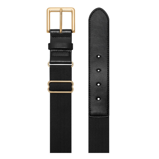 VONMELLI Baseball Belt Softball Belt Adjustable Youth Baseball Uniform Belt Elastic for Boys and Girls with Gold Buckle Black