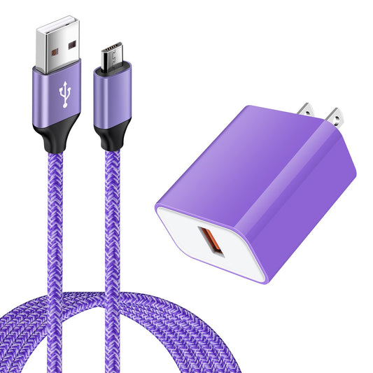 18W QC3.0 18W Android Charger Adapter Fast Micro USB Cable Charger Cord Compatible for Galaxy Tab A 10.1/8.0/7.0/9.7Tab ETab STab S2Tab 34Tab A7 10.4Tab A 10.5 Tab S3/S4/S5e/S6/S7Tab Pro 12.2