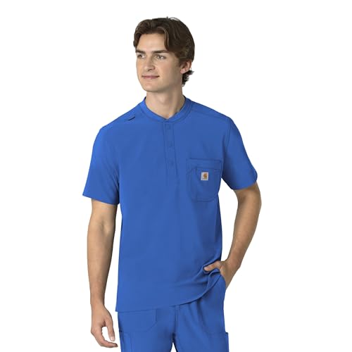Carhartt Mens Henley Scrub Top Royal