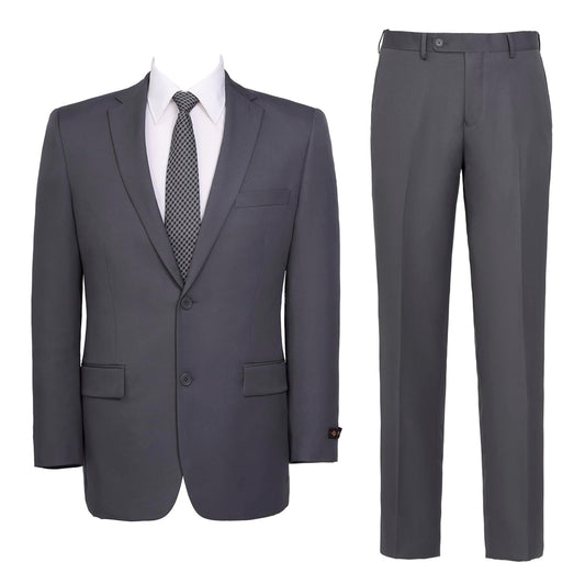 AMY ZHU Mens Suit 2-Piece Regular Fit Big and Tall Business Jacket & Suit Pants for Wedding Grey