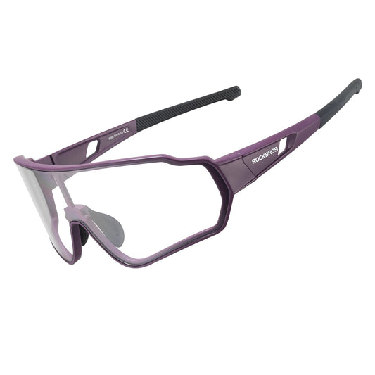 ROCKBROS Photochromic Sunglasses for Men Women Cycling Sunglasses Safety Sport Sunglasses UV Protection Transitions Sunglasses Driving Fishing Cycling Outdoor Sports Purple