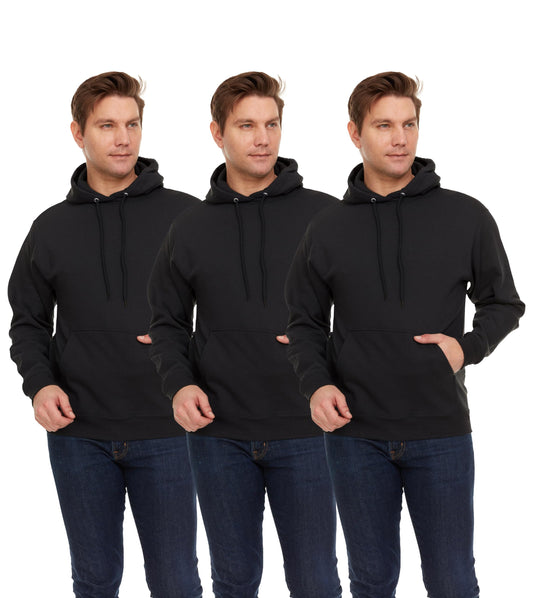 BILLIONHATS 3 Pack Mens Hoodie Sweatshirts Cotton Blend Bulk Adults Hoodies Sweatshirt
