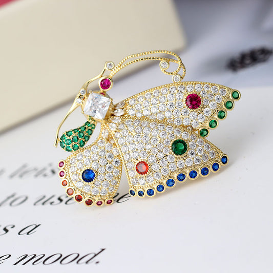 Colorful Butterfly Zircon Brooch for Jackets & Scarves