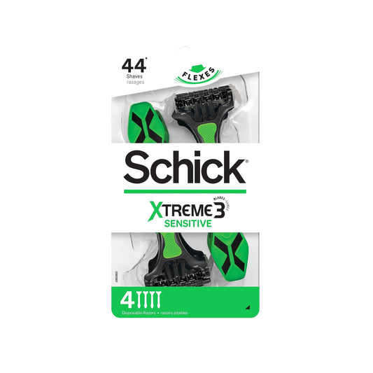 Schick Xtreme 3 Sensitive Skin Disposable Razors for Men Disposable Razors 4 Count (Pack of 3 ) Packaging May Vary