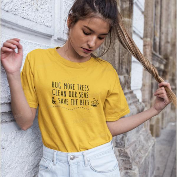 Solid Color and Printed Letter T-Shirts