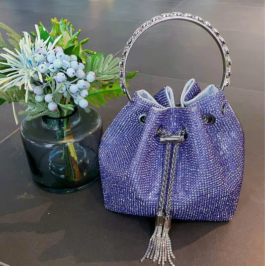 Shiny Handbag with Rainbow Tassels and Diamonds