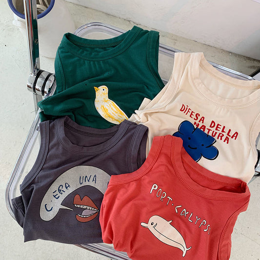 Cartoon Sleeveless T-Shirts for Kids and Toddlers