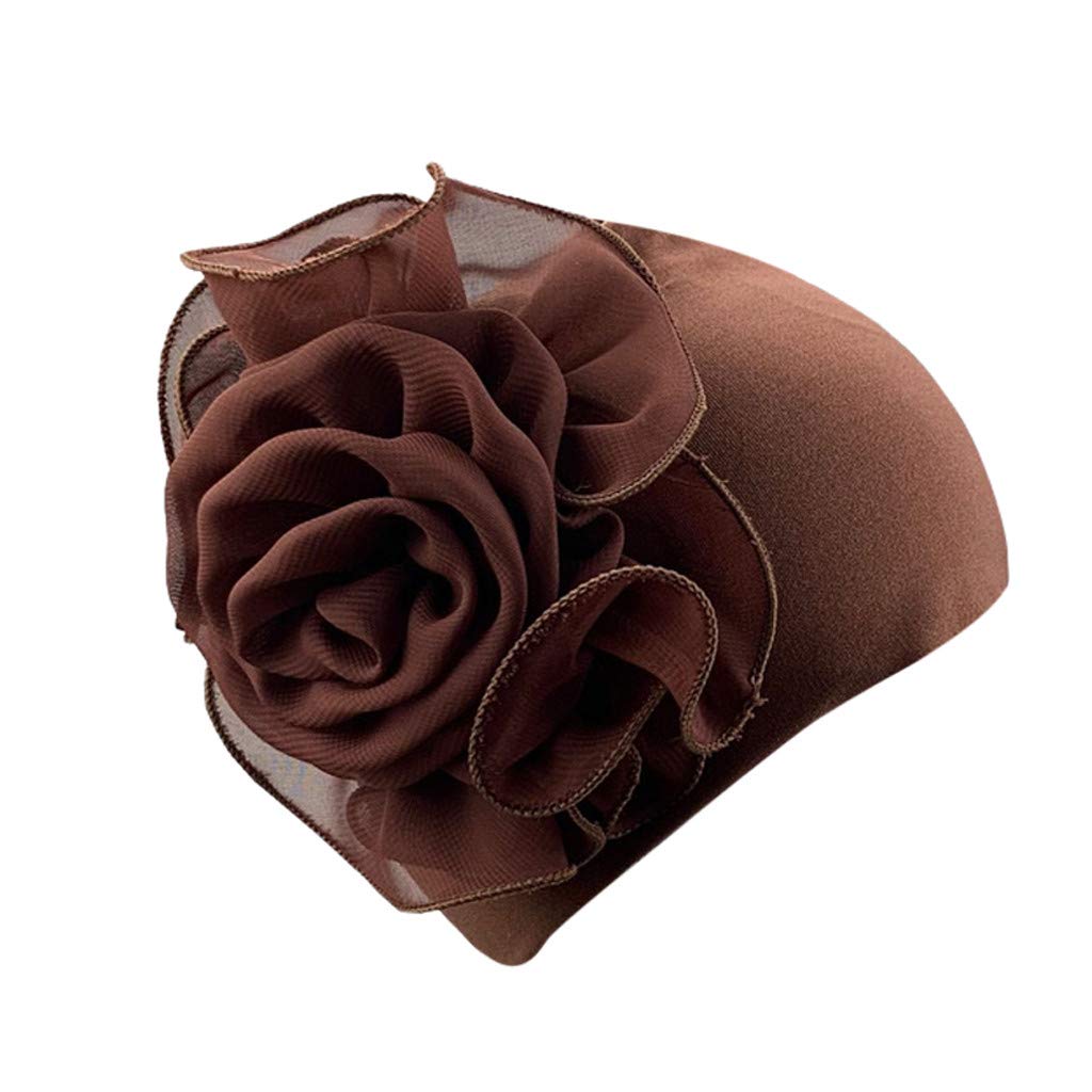 Chemo Turban Hats Retro Flower Braid Headscarf Hats Stretchy Womens Head Scarves Headband Cancer Head Wraps Caps Coffee