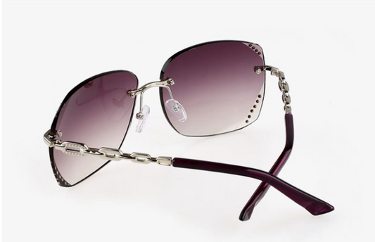 Trendy Fashionable Rimless Sunglasses with Diamonds