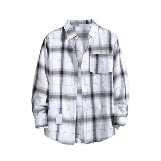 Tall Mens Shirts Solid Color Mens Flannel Shirts Mens Plus Size Flannel Shirts Thermal Flannel Jacket Men Mens Flannel Shirts Xs Mens Casual Flannel Mens Western Shirts Long Sleeve White-c