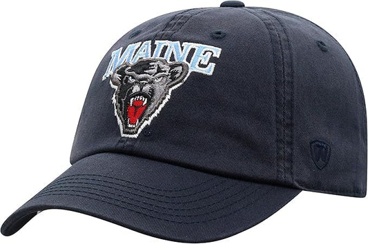 Collegiate Hats - Fitted Caps Adjustable Hats and Snapbacks Available (Adjustable Hat Maine Logo Navy)