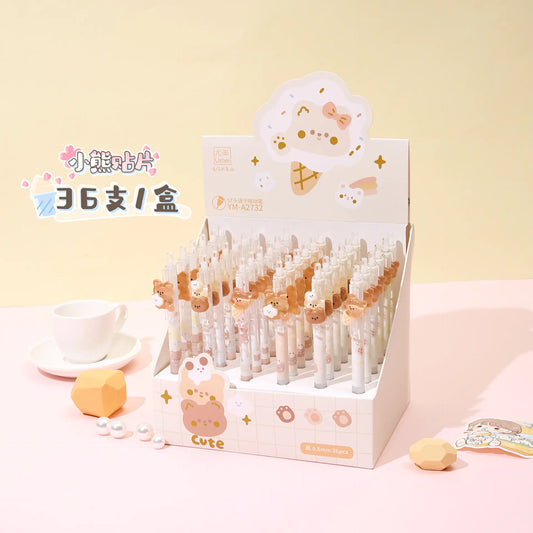 Cute Bear Push Pen - 0.5mm Gel Pen for Students