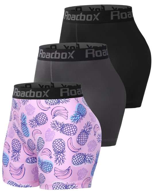 Roadbox 4" Womens Volleyball Spandex Shorts 3 Pack Womens Lightweight Compression Shorts Athletic Shorts for Biker Workout Running Yoga