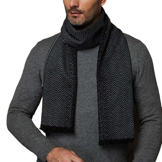 CUDDLE DREAMS Mens Silk Scarves 100% Mulberry Silk Brushed Luxuriously Soft (Diamond Black)