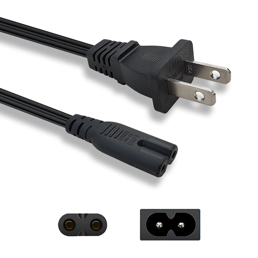 SHAFI® 12FT 2-Prong Power Cord - [UL] Non-Polarized NEMA1-15P to IEC-C7 - Replacement for Sony PlayStation PS5 PS4 Slim PS3 Xbox Series S X - Figure-8 LG Samsung TV Power Cable - 12-Feet