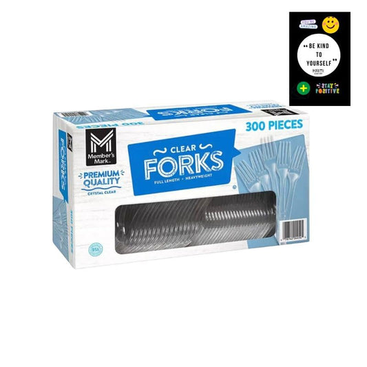 Clear Plastic Forks Heavyweight 300 ct. (Spoons ForksKnives) Great for home office and picnics (Forks) Members Mark Food Service Maker Explorador
