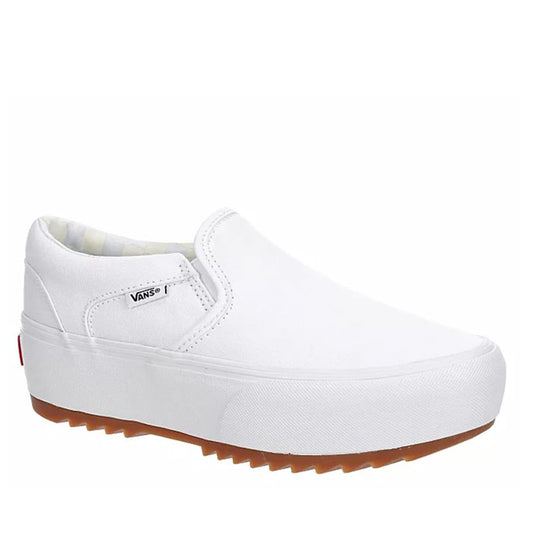 Vans Unisex Asher Platform Sneaker - Slip On Style - Canvas White 8